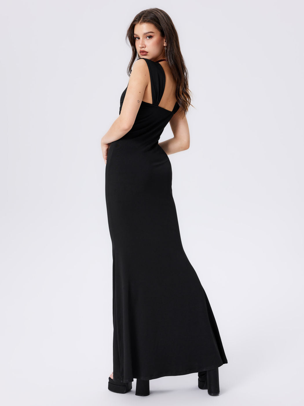 Sculpting Quadrat-Ausschnitt Maxikleid