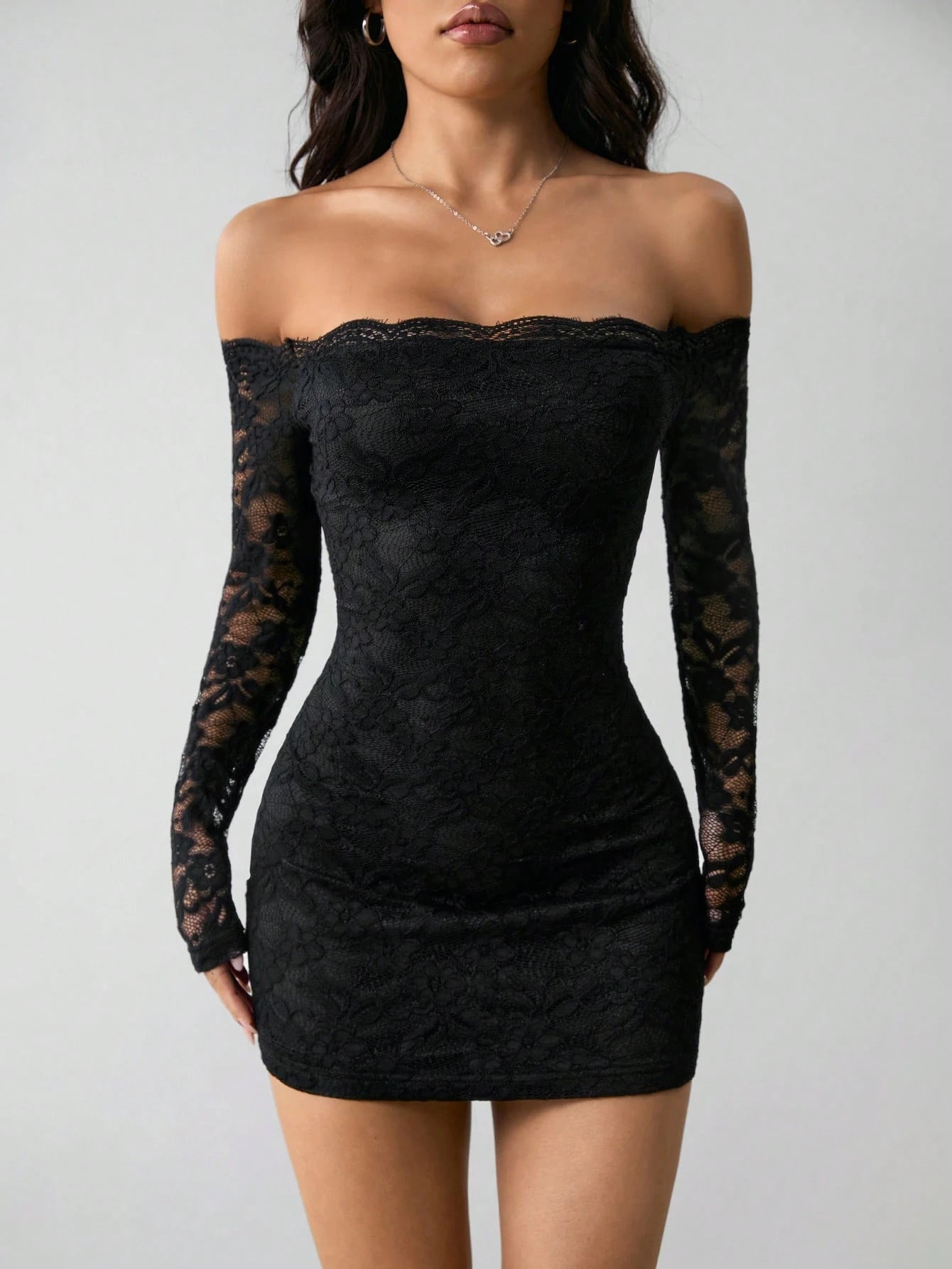 Off-Shoulder Spitzen Bodycon Mini-Kleid