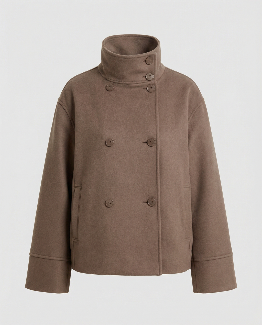 Elegant High-Collar Double-Breasted Cropped Jacket