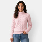 Women’s Cable-Knit Sweater with a High Neck – Warm for Winter