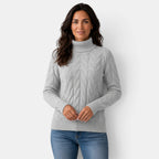 Women’s Cable-Knit Sweater with a High Neck – Warm for Winter
