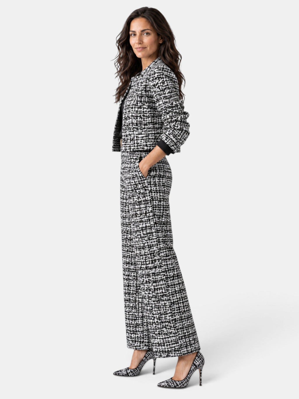 Women’s Checked Wide-Leg Trouser Set