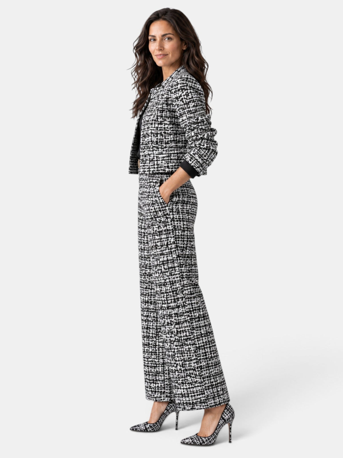Women’s Checked Wide-Leg Trouser Set