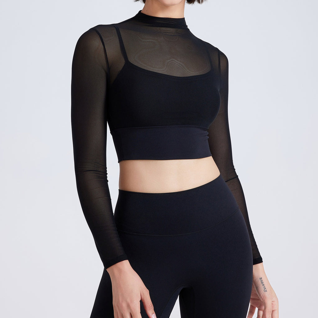 Langarm Sculpting Kompressions Crop Top