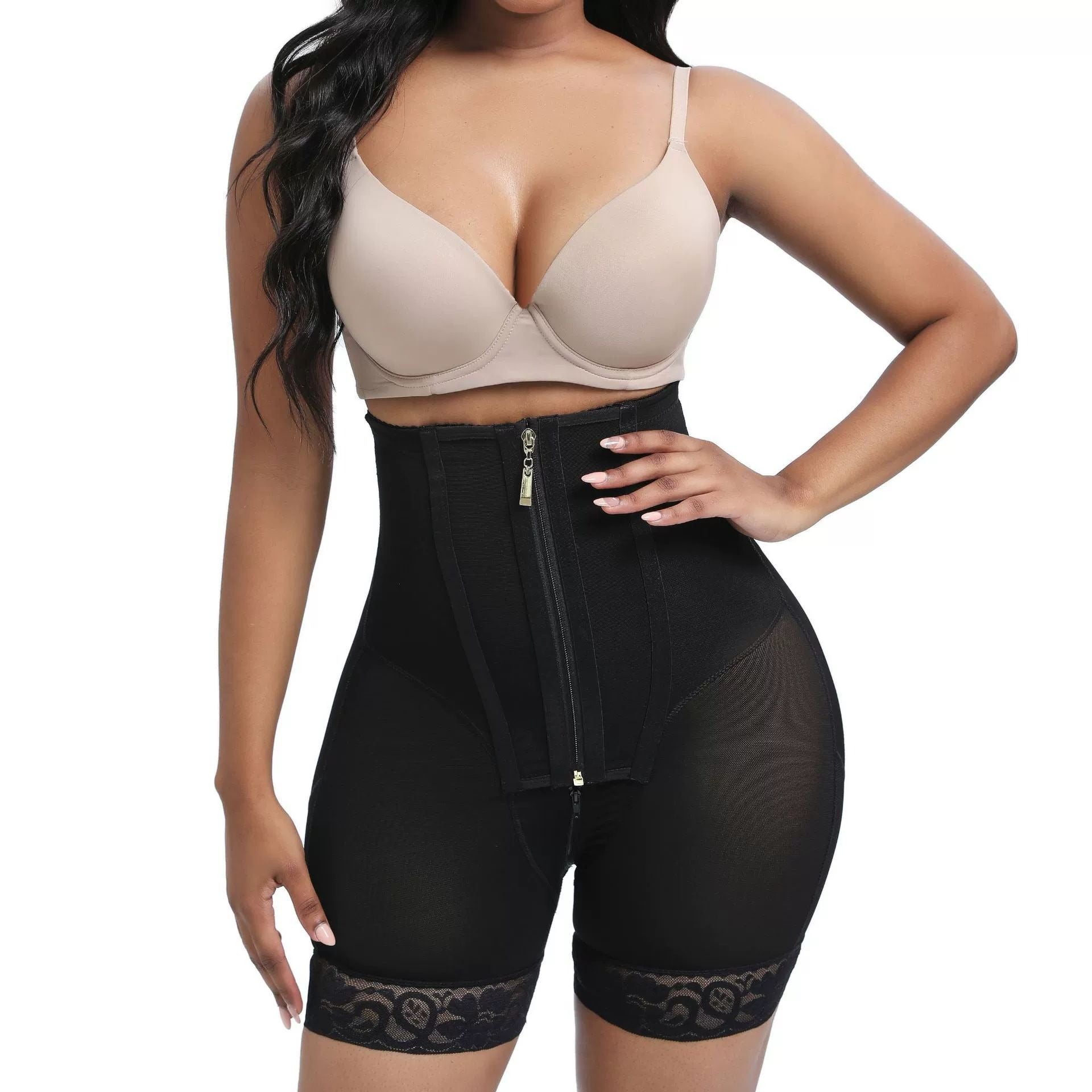 Front-Reißverschluss Hohe Taillen Sculpting Shaping Shorts