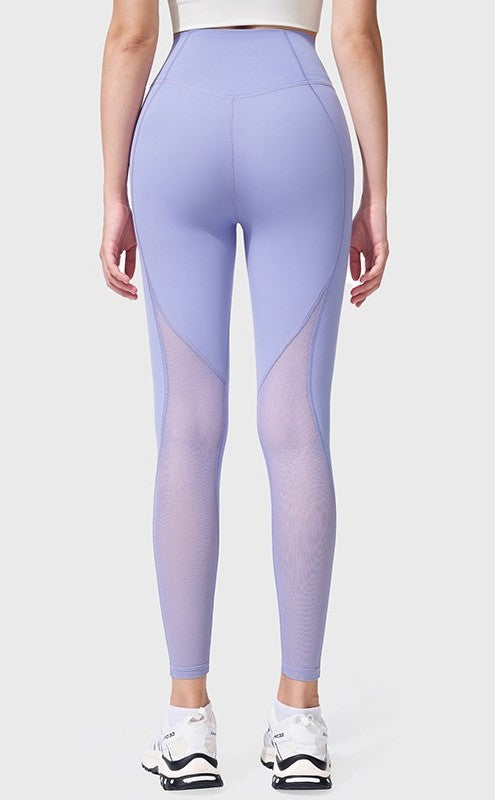 Hohe Taillen Mesh-Panel Sculpting Leggings