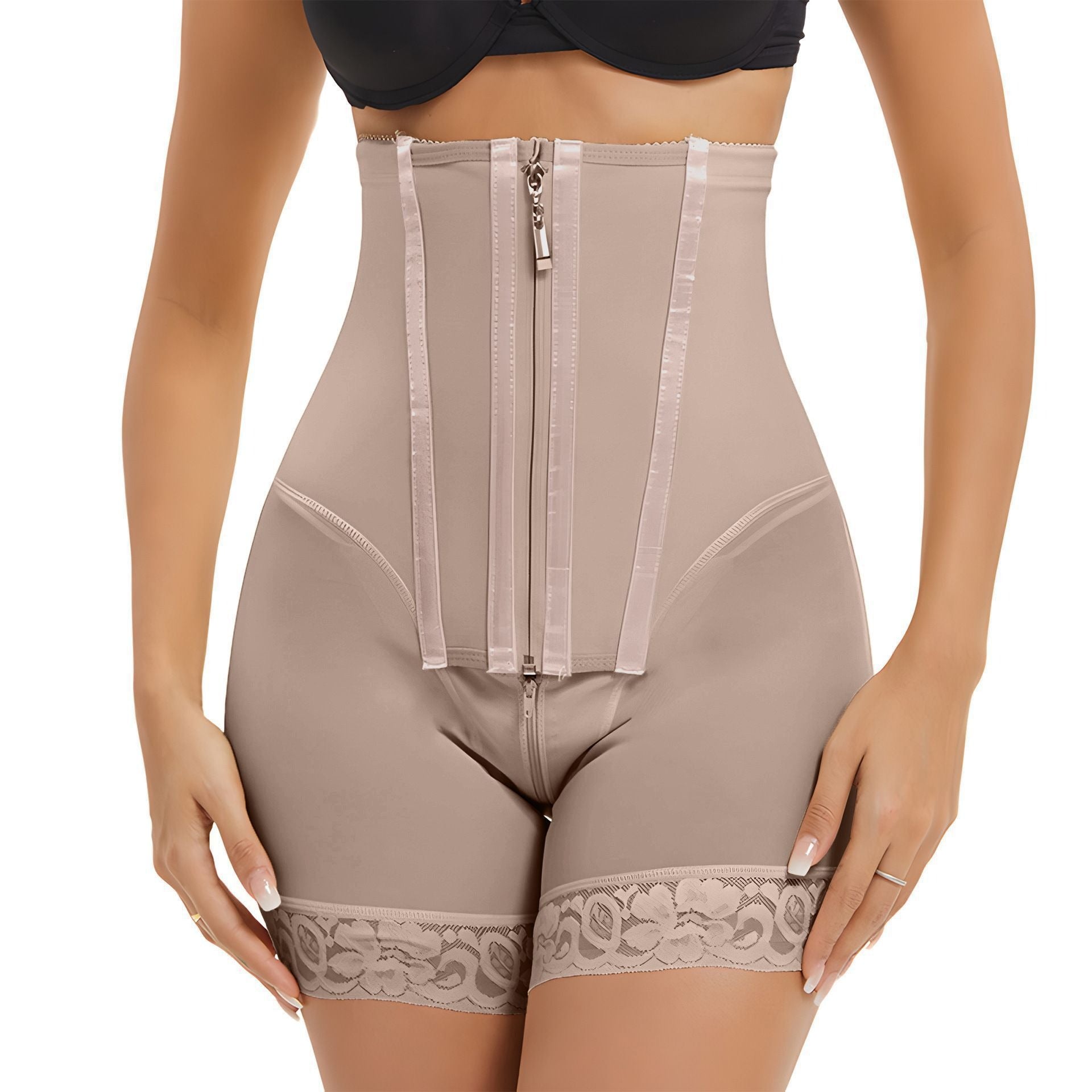 Front-Reißverschluss Hohe Taillen Sculpting Shaping Shorts