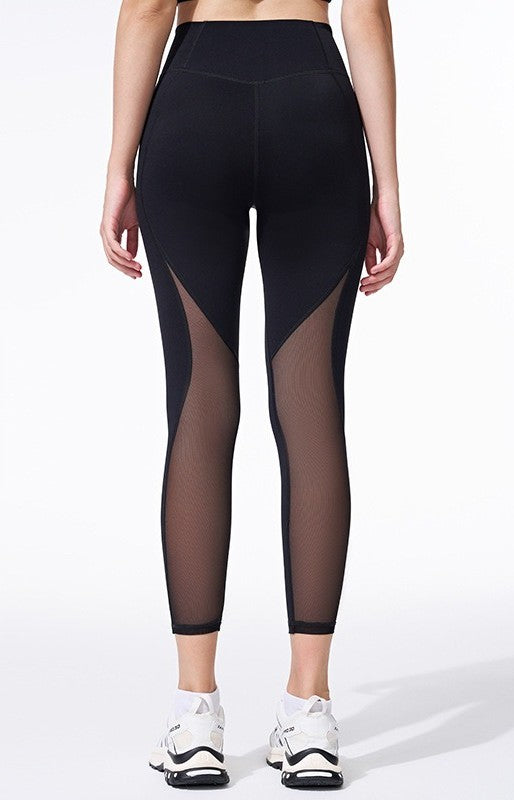 Hohe Taillen Mesh-Panel Sculpting Leggings