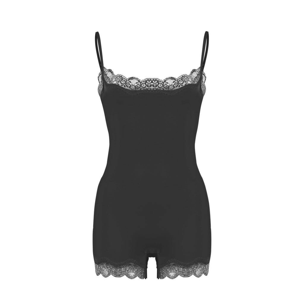 Spitzenbesetzte formende Bodysuit-Shorts