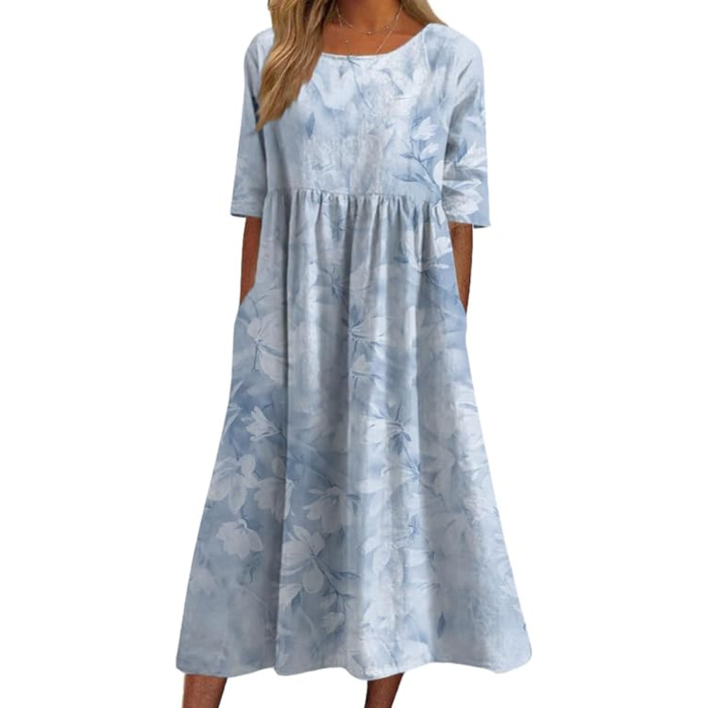 Geblümtes Midi-Sommerkleid – Leichtes Tag-Nacht-Kleid für Damen