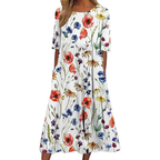 Geblümtes Midi-Sommerkleid – Leichtes Tag-Nacht-Kleid für Damen