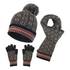 3-teiliges, warmes Winterset aus Strick für Damen