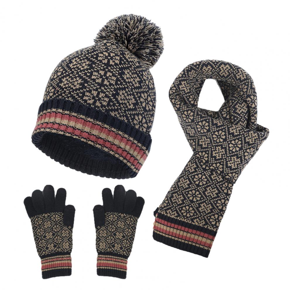 3-teiliges, warmes Winterset aus Strick für Damen