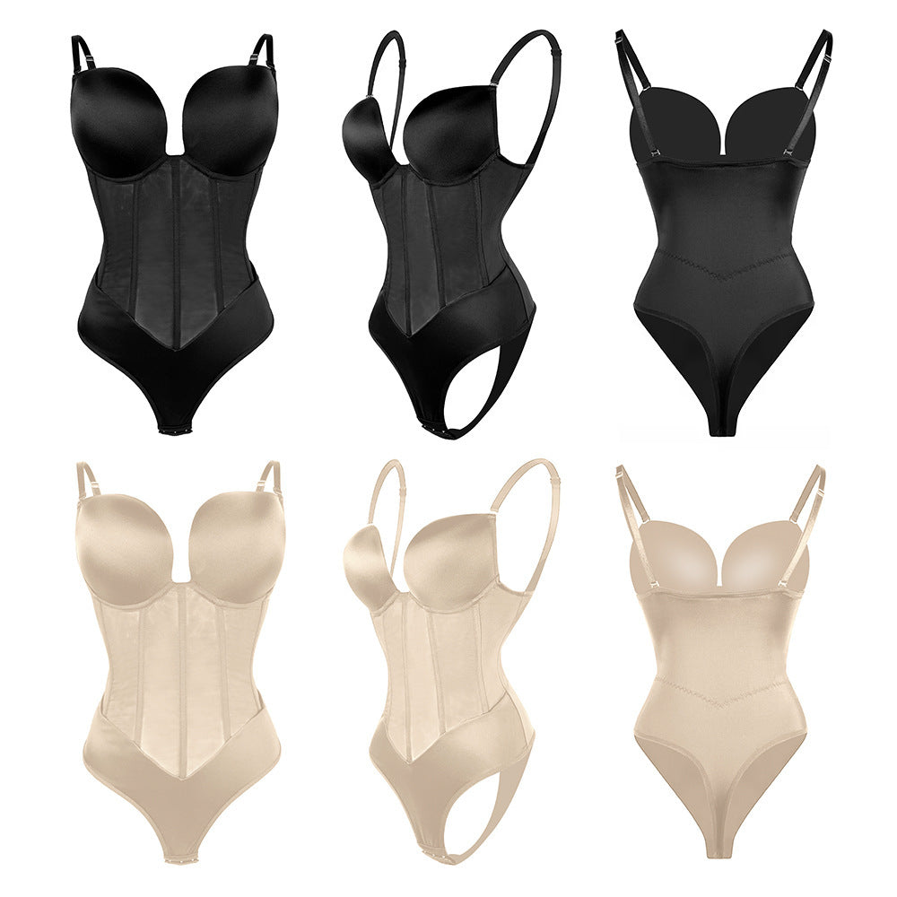 Mesh-Panel Push-Up-Bodysuit