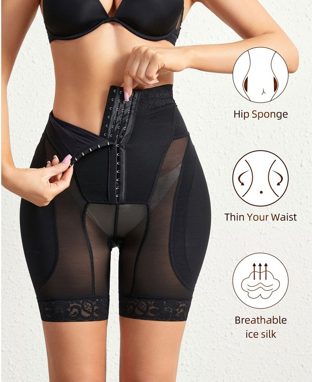 Hohe Taillen Sculpting Shorts mit Oberschenkel-Glättung