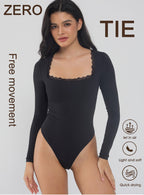 Langärmeliger Bodysuit mit Spitzenkragen
