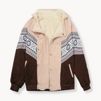 Aztec-Print Jacket with Open Front and Long Sleeves | Perfect for the Cold Winter Months - Light Pink