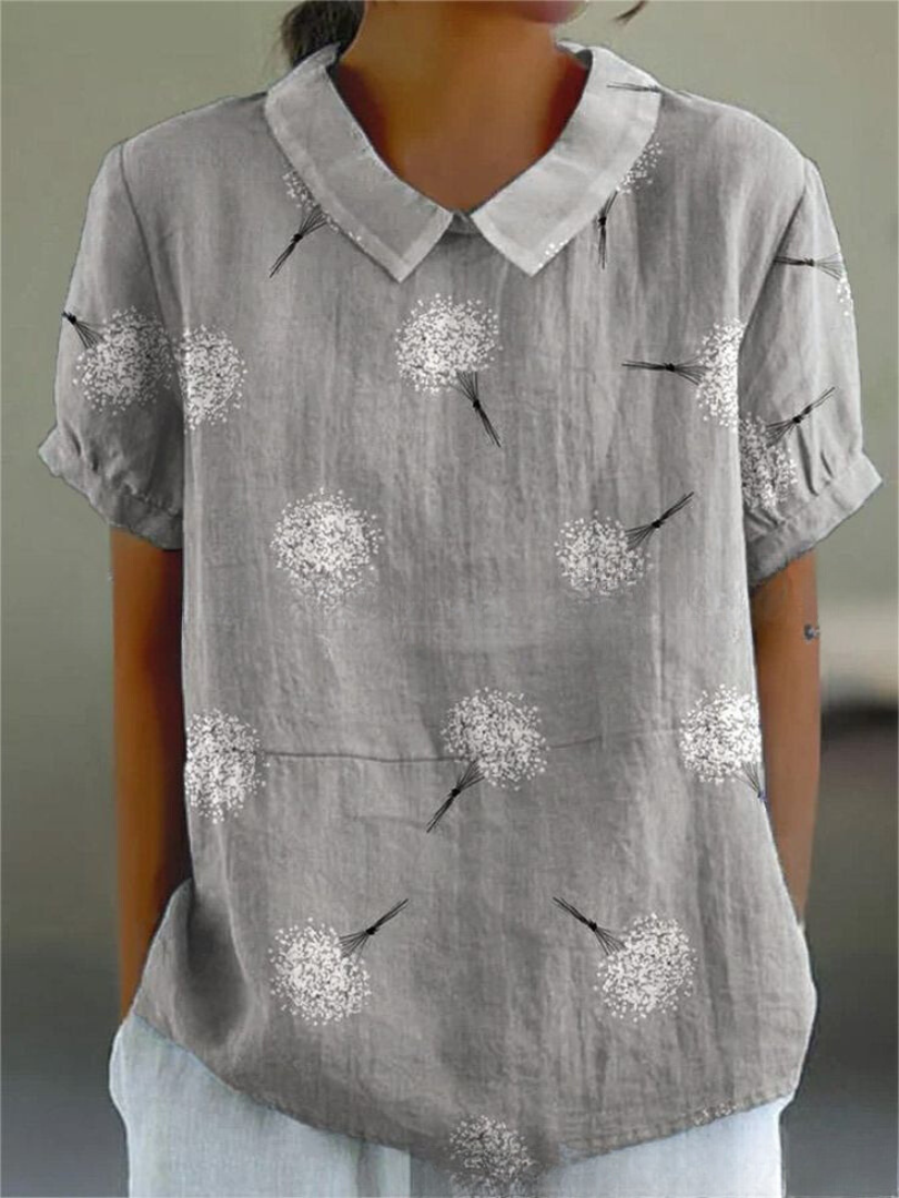 Long-Sleeve Women's Shirt with Autumn Floral Print, Lightweight Cotton, Relaxed Fit - Floral Print 6