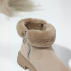 Grobstrick-Stiefeletten mit Fellbesatz für Damen