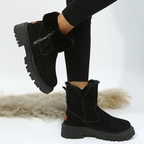 Grobstrick-Stiefeletten mit Fellbesatz für Damen
