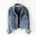 Schicke Oversize-Jeansjacke für Damen mit Perlenbesatz – lässig & stylisch