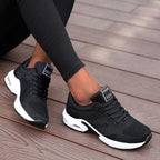 Women's Walking Shoes for Autumn with Slip-On Design, Cushioned Sole and Breathable Mesh - Black