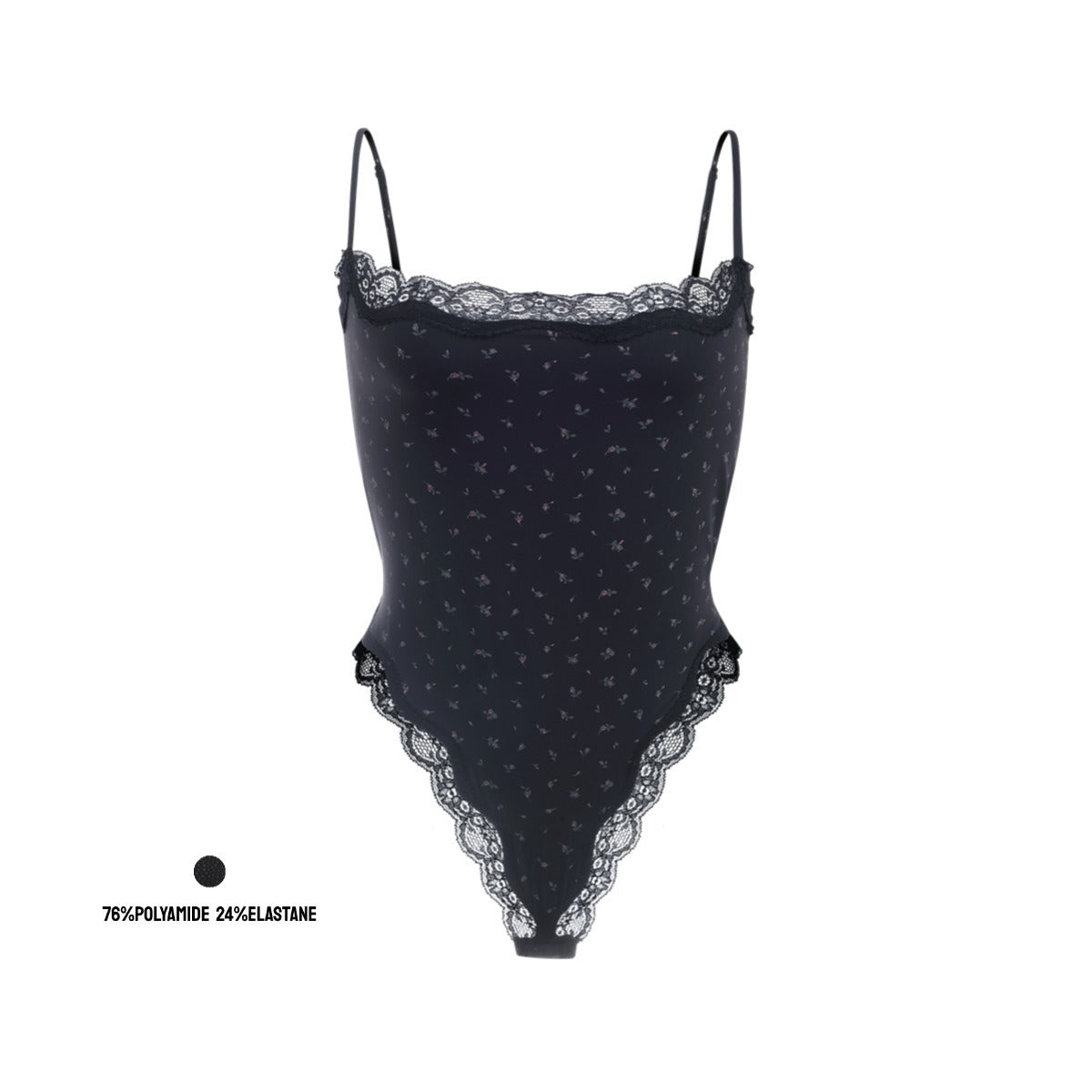 Spitzenbesetzter String-Bodysuit