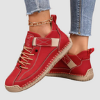 Women's Orthopedic Sneakers with Wide Toe Box and Elastic Panels - Red