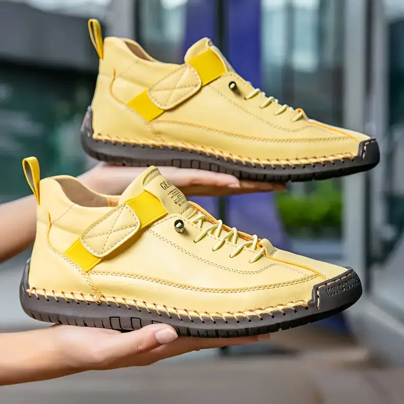 Women's Orthopedic Sneakers with Wide Toe Box and Elastic Panels - Yellow