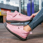 Women's Orthopedic Sneakers with Wide Toe Box and Elastic Panels - Pink