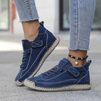 Women's Orthopedic Sneakers with Wide Toe Box and Elastic Panels - Blue