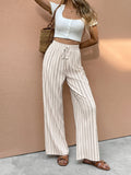 Comfortable And Breezy Women Striped Wide-Leg Pants