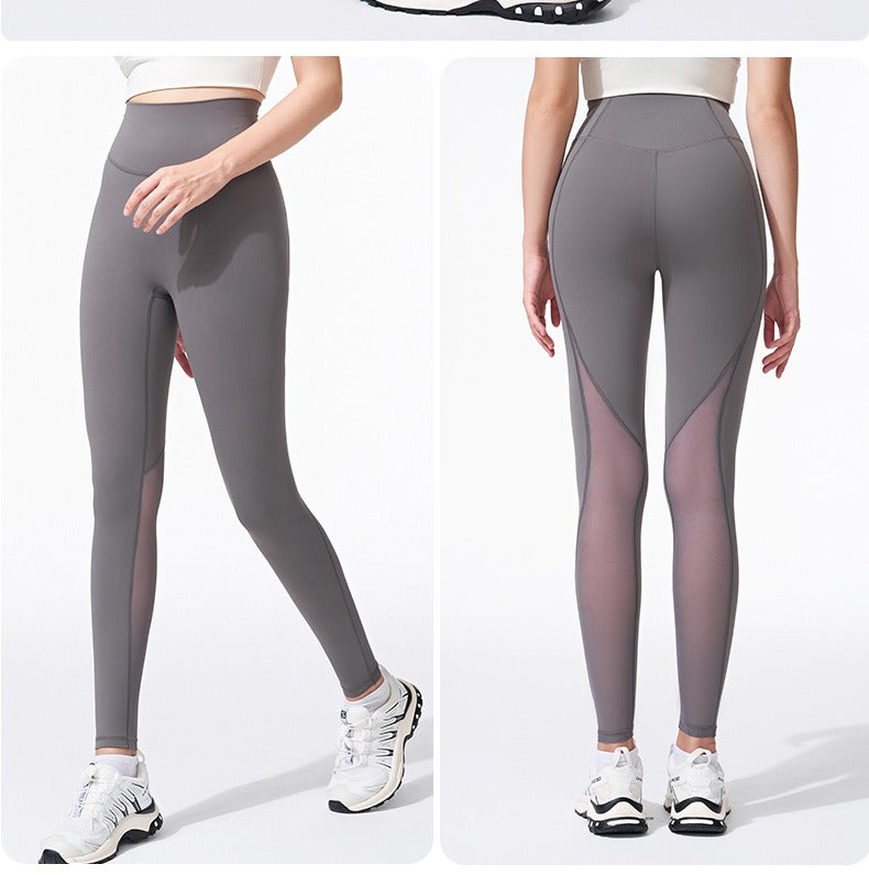 Hohe Taillen Mesh-Panel Sculpting Leggings