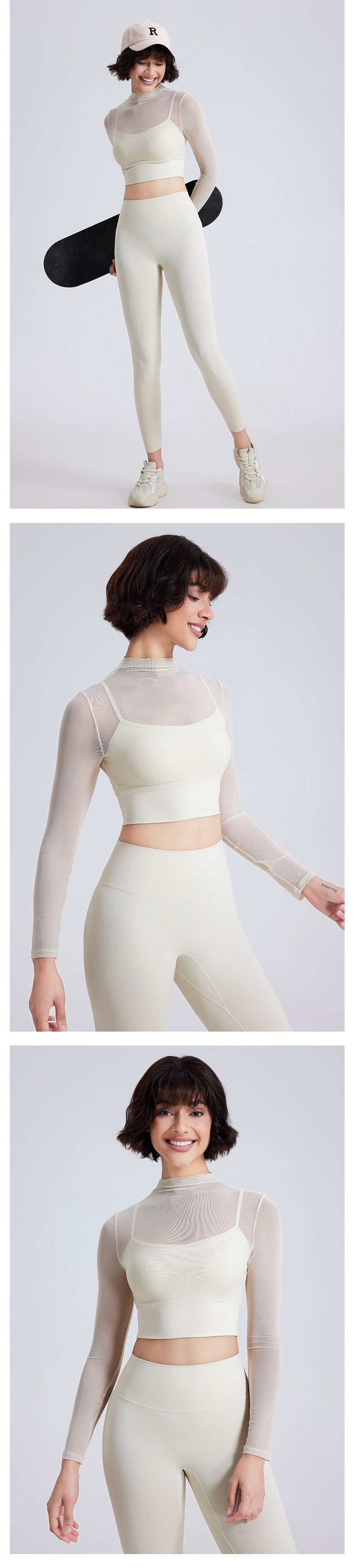 Langarm Sculpting Kompressions Crop Top