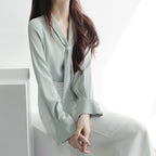 Women's Chiffon Blouse | Tie-Neck Long Sleeve