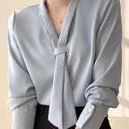Women's Chiffon Blouse | Tie-Neck Long Sleeve