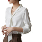 Women's Chiffon Blouse | Tie-Neck Long Sleeve