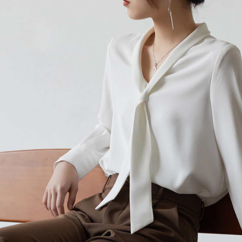 Women's Chiffon Blouse | Tie-Neck Long Sleeve