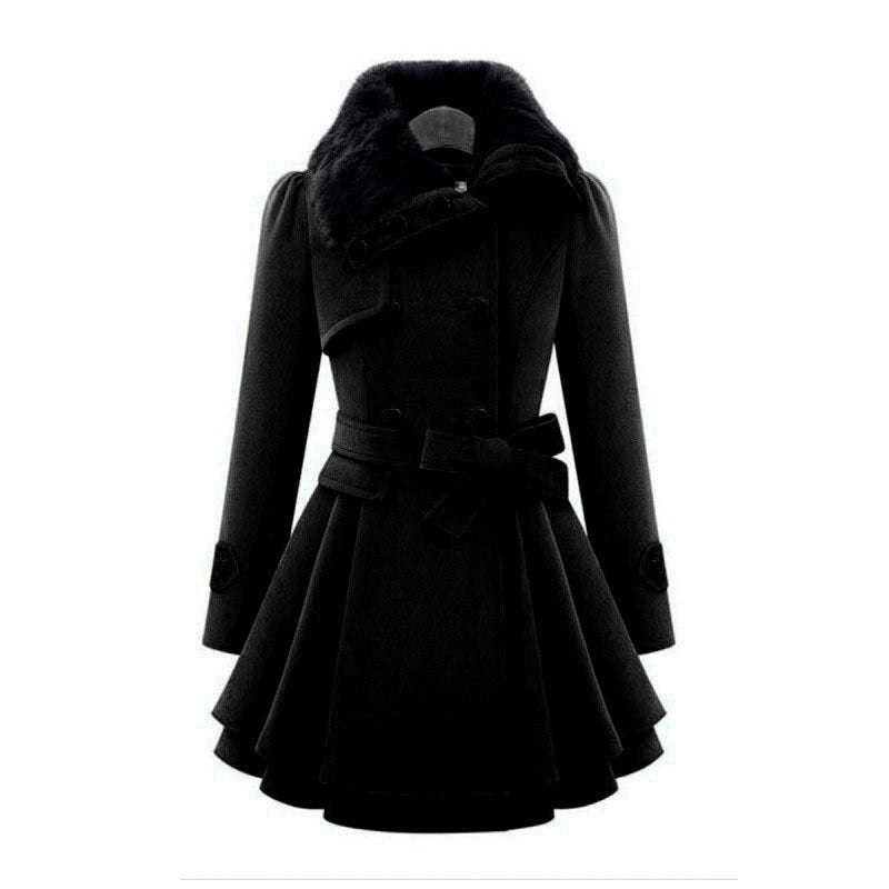 Pease - Mid-Length Winter Coat in Wool Blend for Women - Black