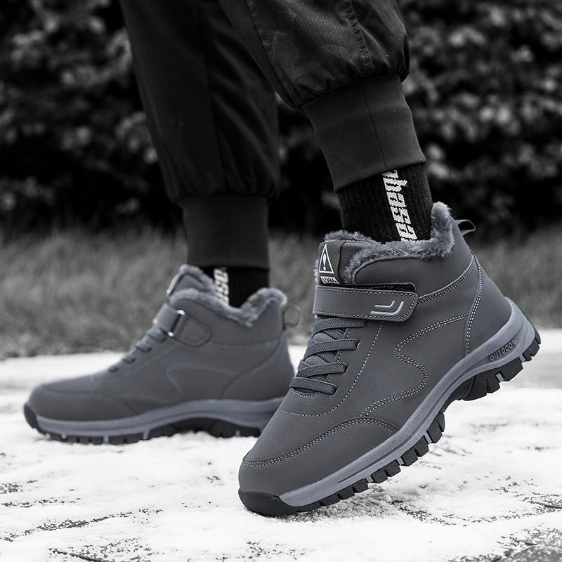 Women's Winter Snow Boots, Waterproof, Velcro Closure, Thermal Lining, Flat Heel - Winter-Ready - Gray