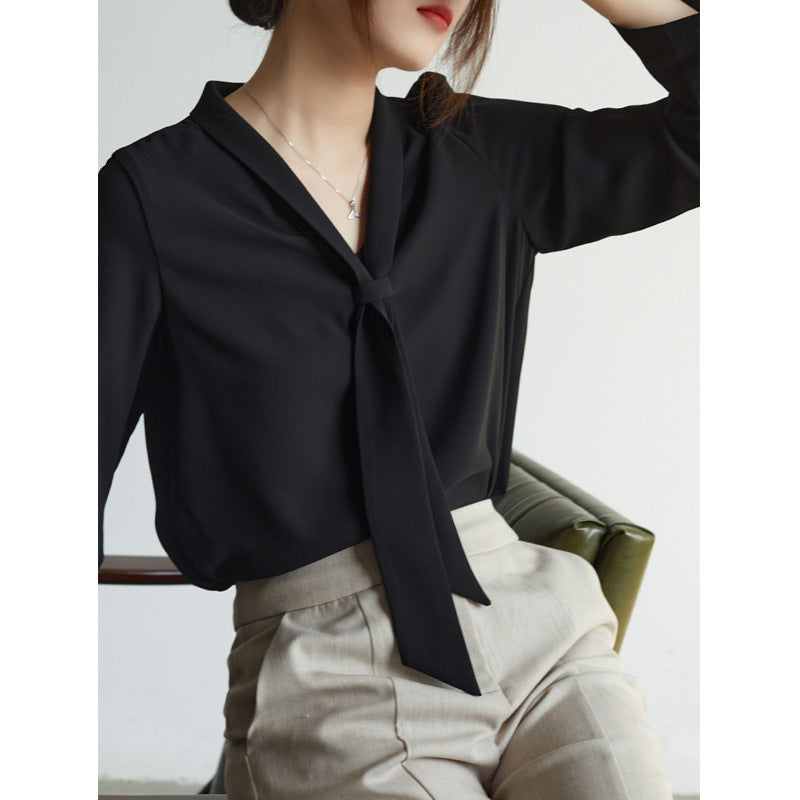 Women's Chiffon Blouse | Tie-Neck Long Sleeve