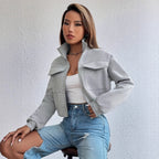 Women's fashionable and comfortable cropped leisure jacket
