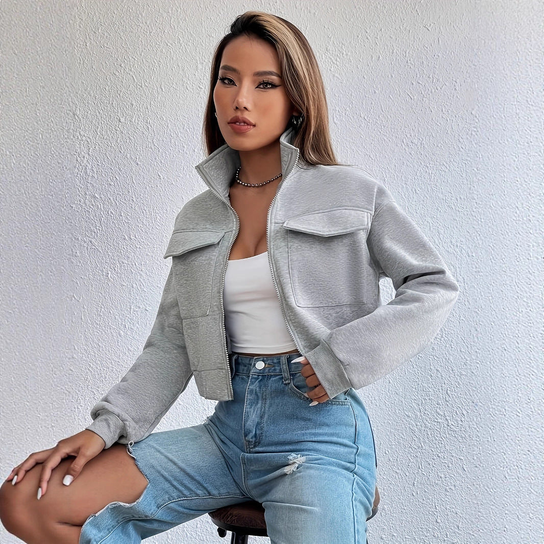 Women's fashionable and comfortable cropped leisure jacket