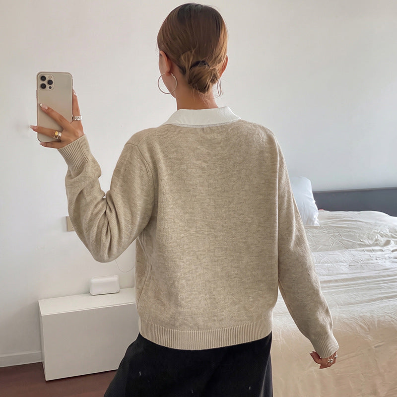 Elegantes kariertes Strick-Poloshirt für Damen