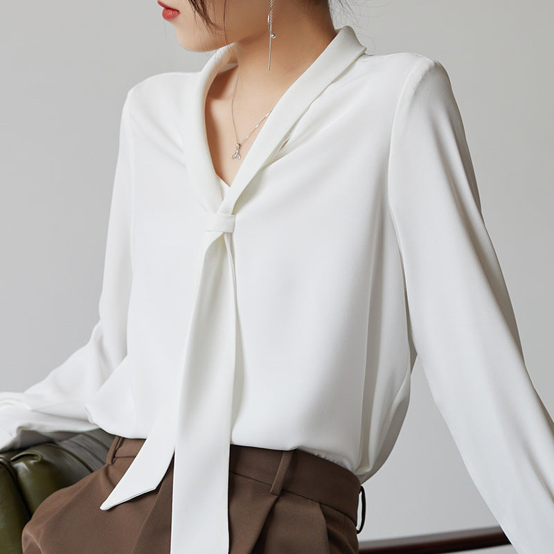 Women's Chiffon Blouse | Tie-Neck Long Sleeve