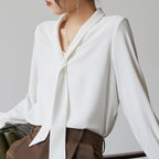 Women's Chiffon Blouse | Tie-Neck Long Sleeve
