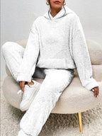 Women's Set – Soft Fleece Indoor Outfit with Hoodie & Comfortable Jogging Pants