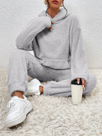 Women's Set – Soft Fleece Indoor Outfit with Hoodie & Comfortable Jogging Pants