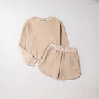 Damen Lounge-Set mit strukturiertem Oberteil und Shorts