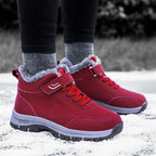 Women's Winter Snow Boots, Waterproof, Velcro Closure, Thermal Lining, Flat Heel - Winter-Ready - Purple Red
